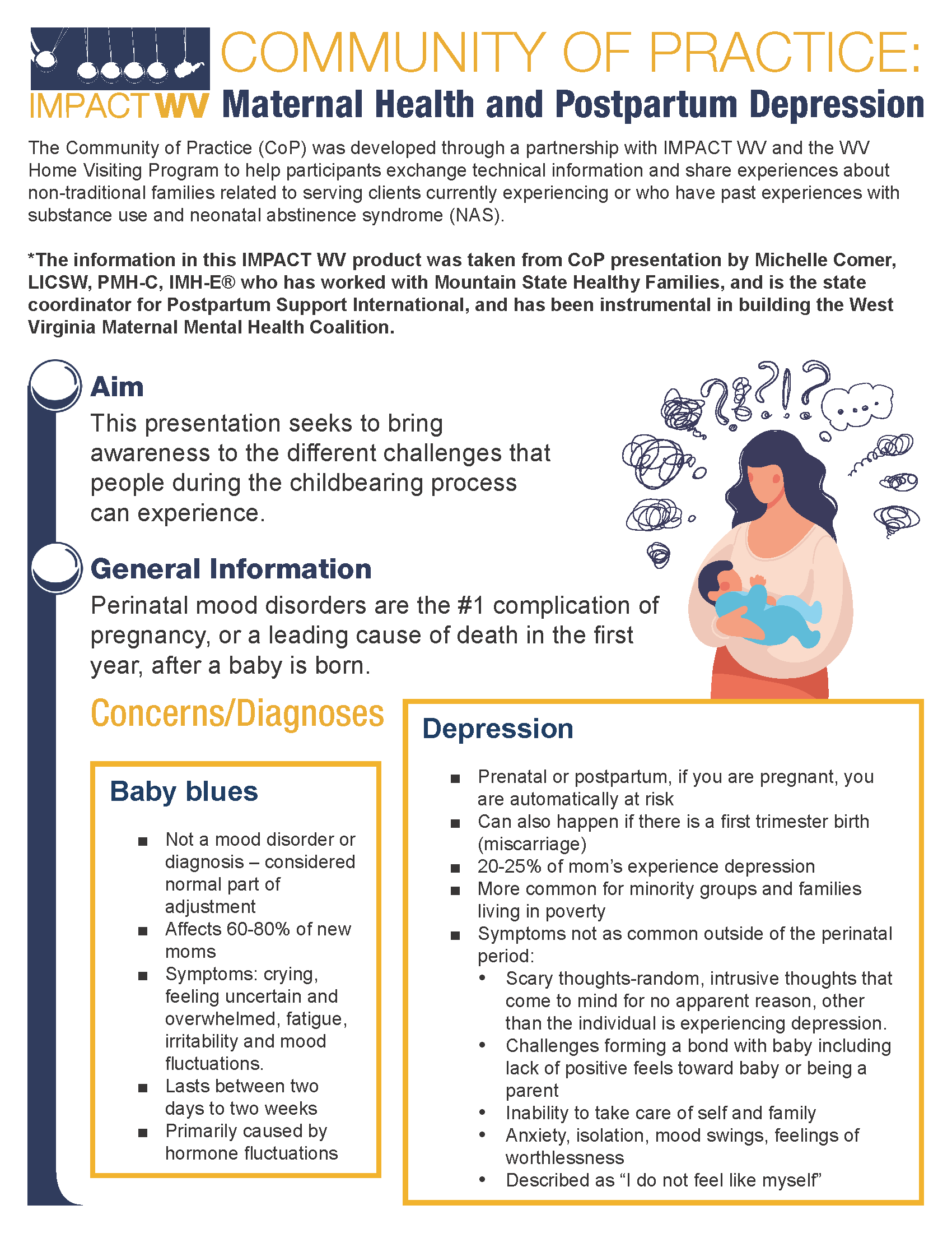 snapshot of Maternal Mental Health Summary Sheet